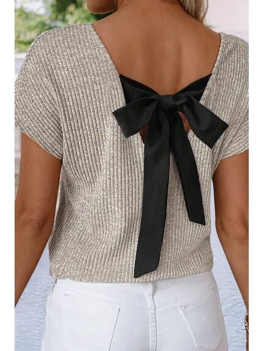 Short Sleeve Bow Back