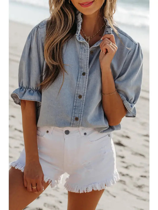 Ruffle Short Sleeve Shirt