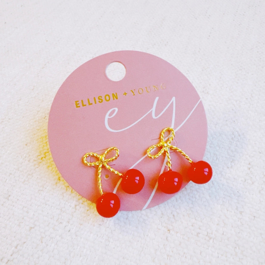 Cherry Bow Earrings