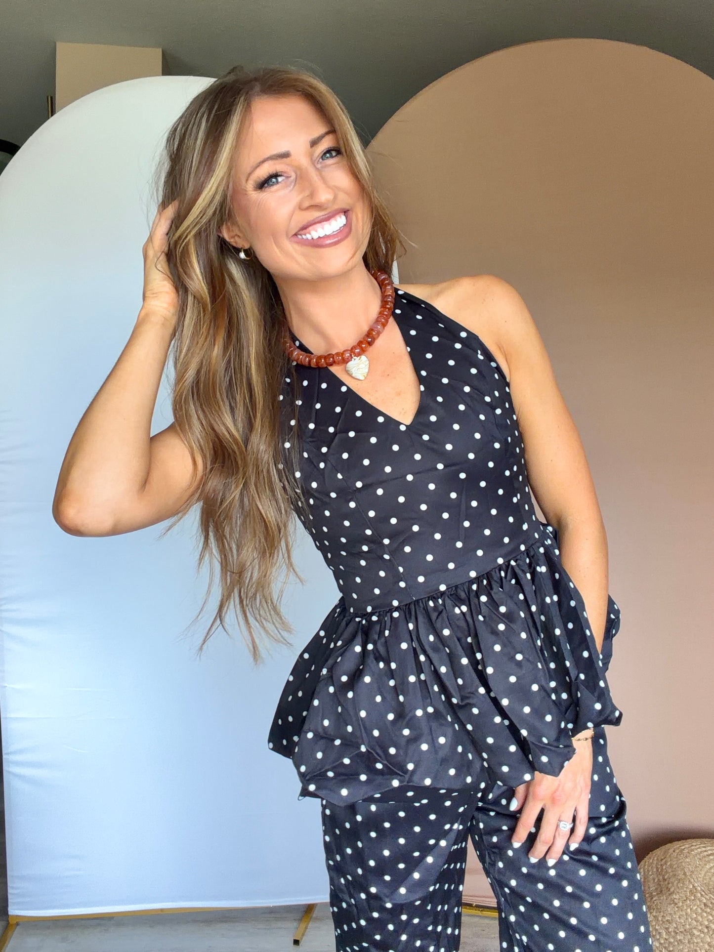 Black Polka Dot Pant Set