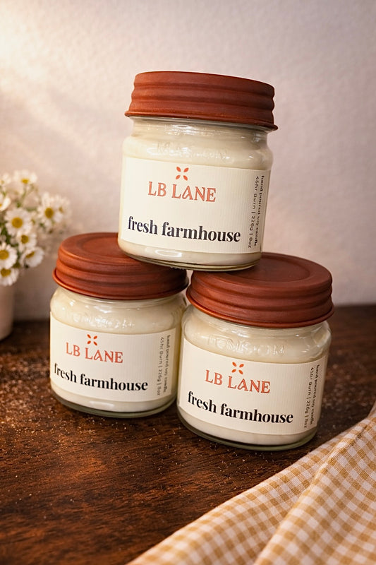 Fresh Farmhouse 8oz Soy Wax Non-toxic Wood Wick Candle