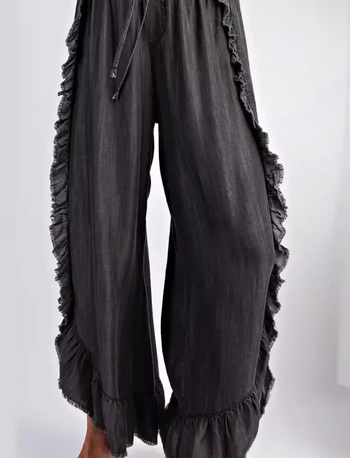 Ruffled Wide Leg Casual Pants