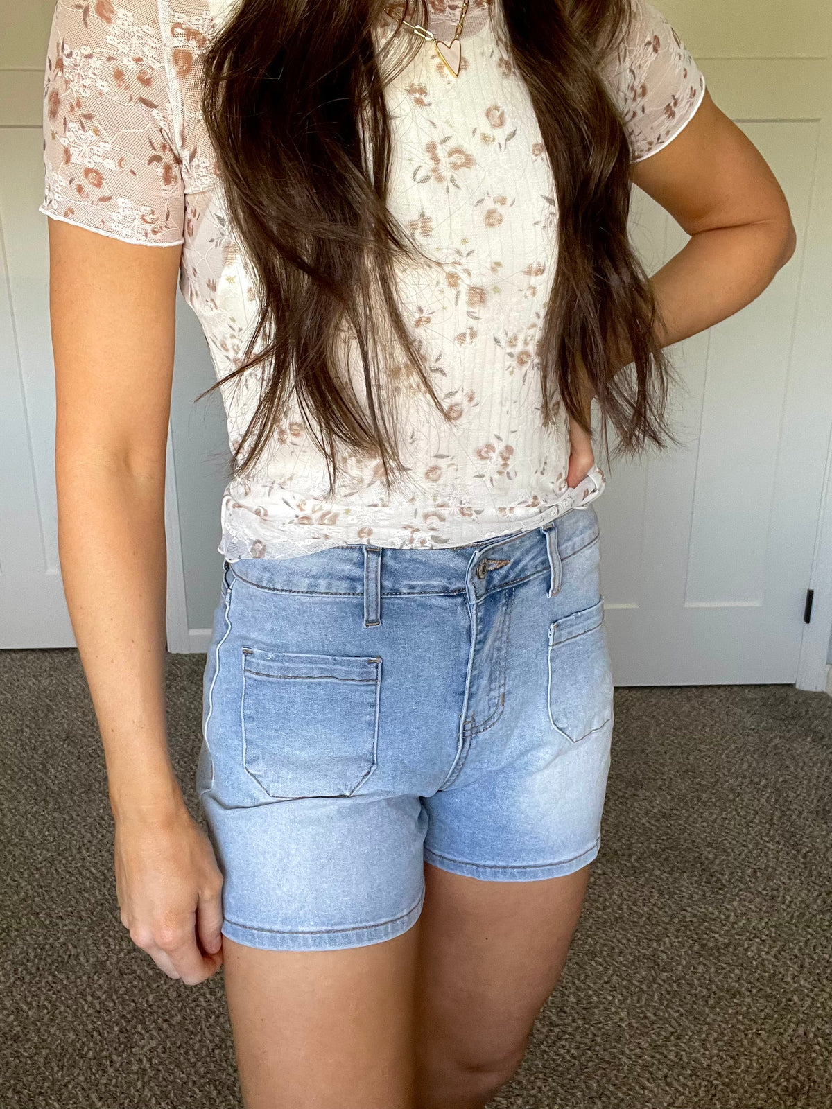 High Rise Denim Shorts