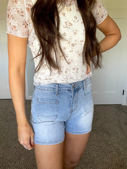 High Rise Denim Shorts