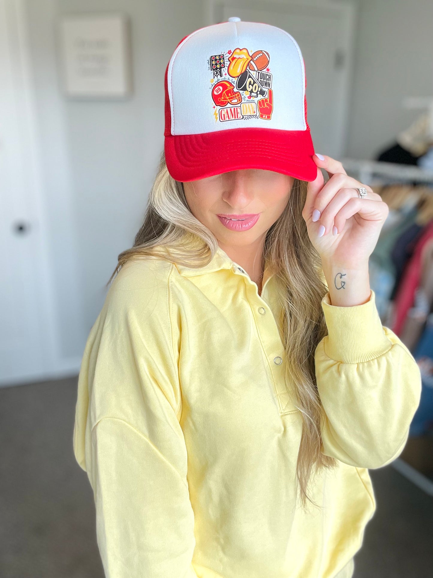 Red Football Trucker Hat