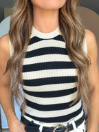 Black & White Striped Knit Tank