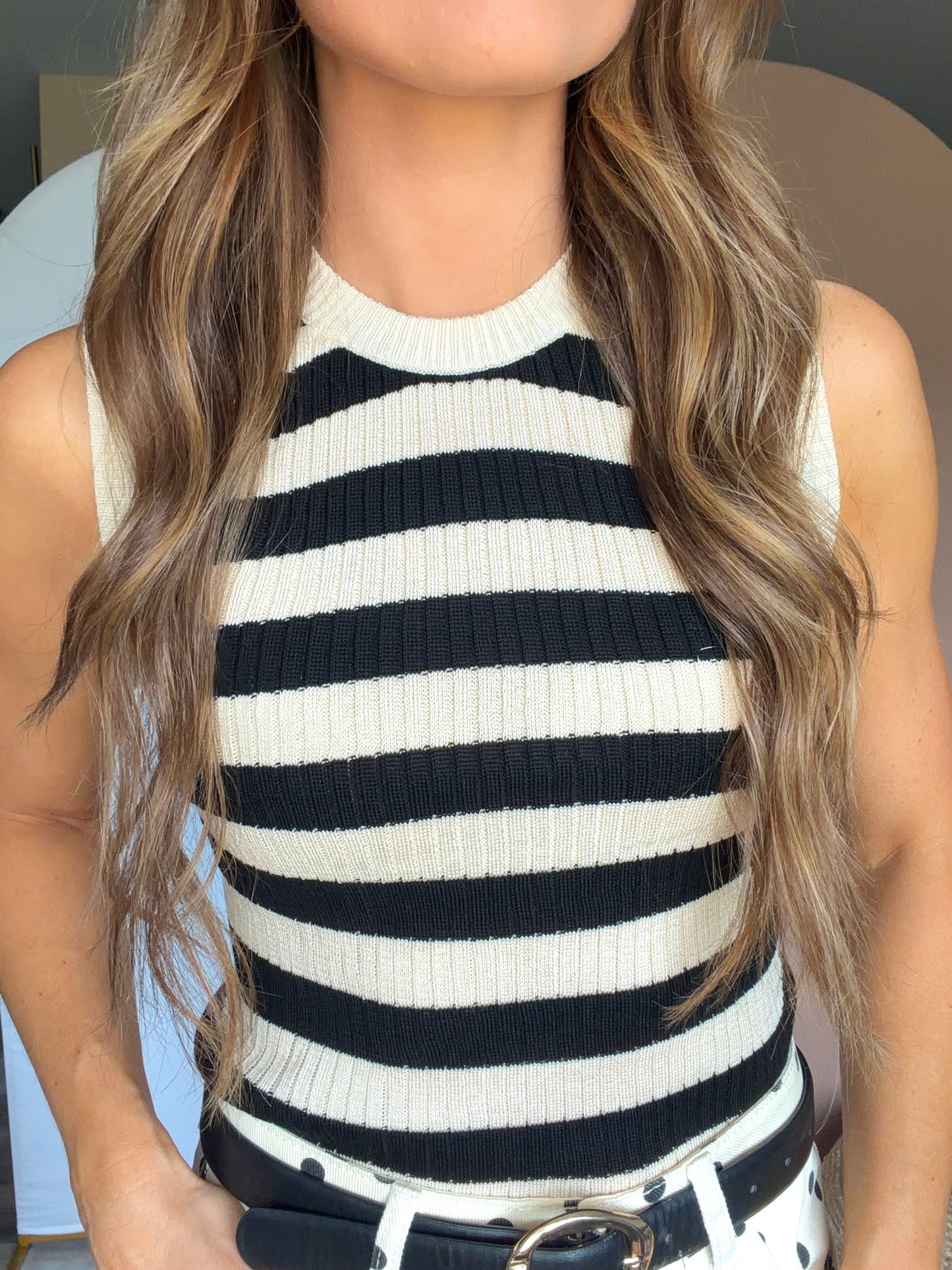 Black & White Striped Knit Tank