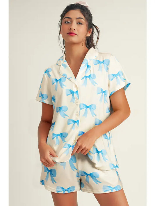Bow Printed PJ Set