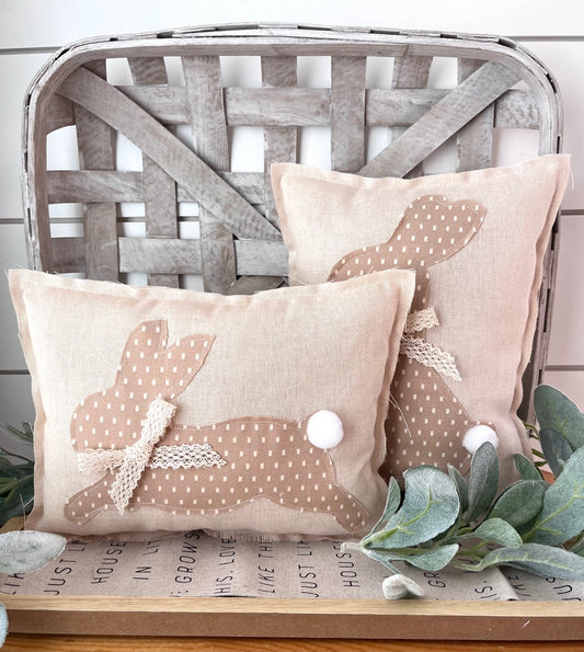Lace Primitive Farmhouse Spring Bunny Pillow-LAYING BUNNY