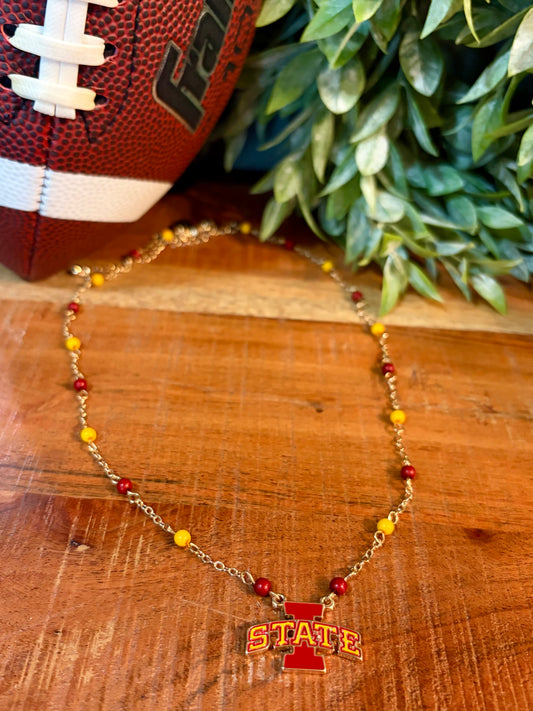 IOWA STATE Cyclones Logo Beaded Necklace