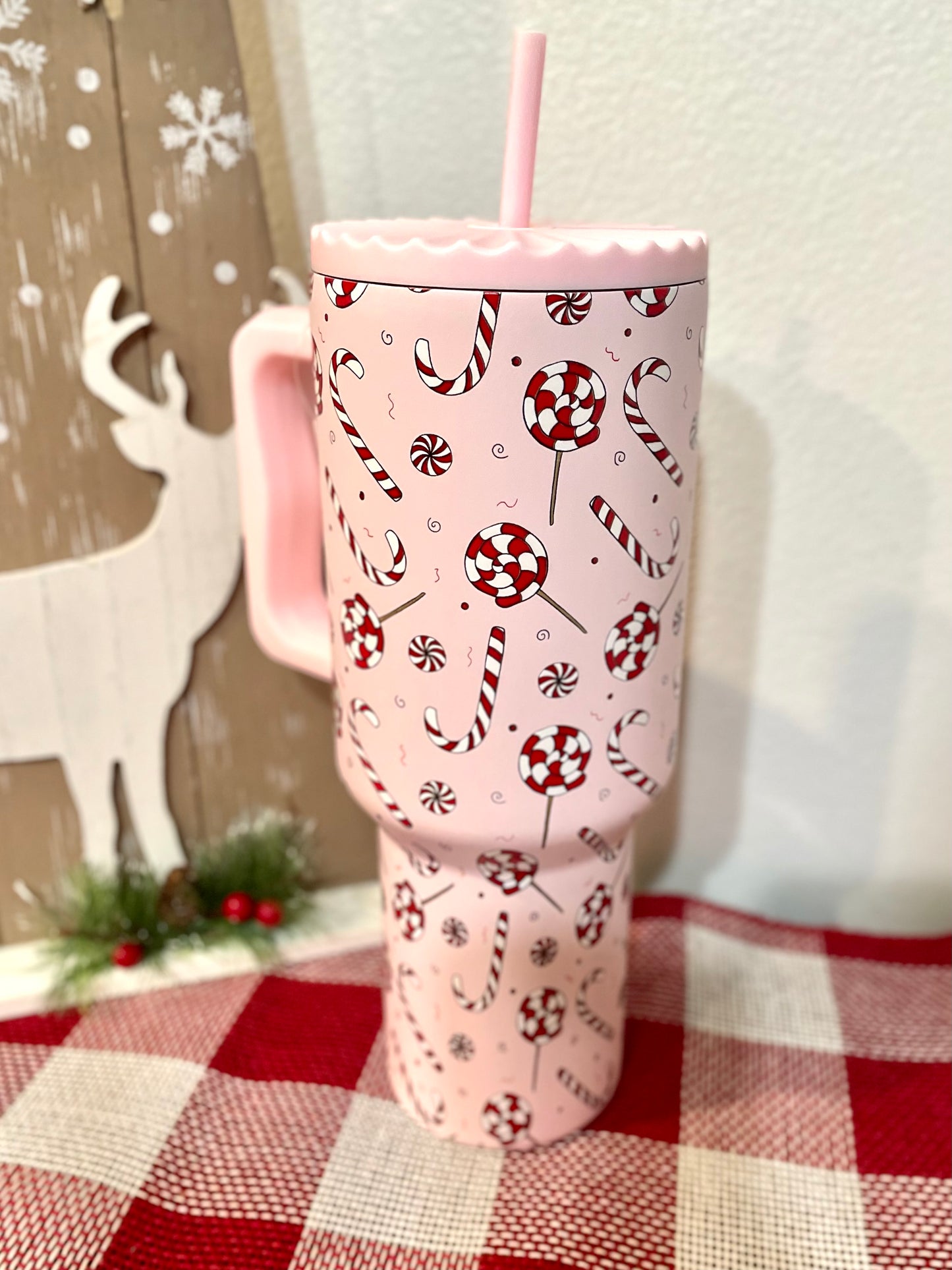 Candy Cane 40oz Stainless Steel Christmas Tumbler