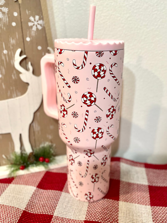 Candy Cane 40oz Stainless Steel Christmas Tumbler