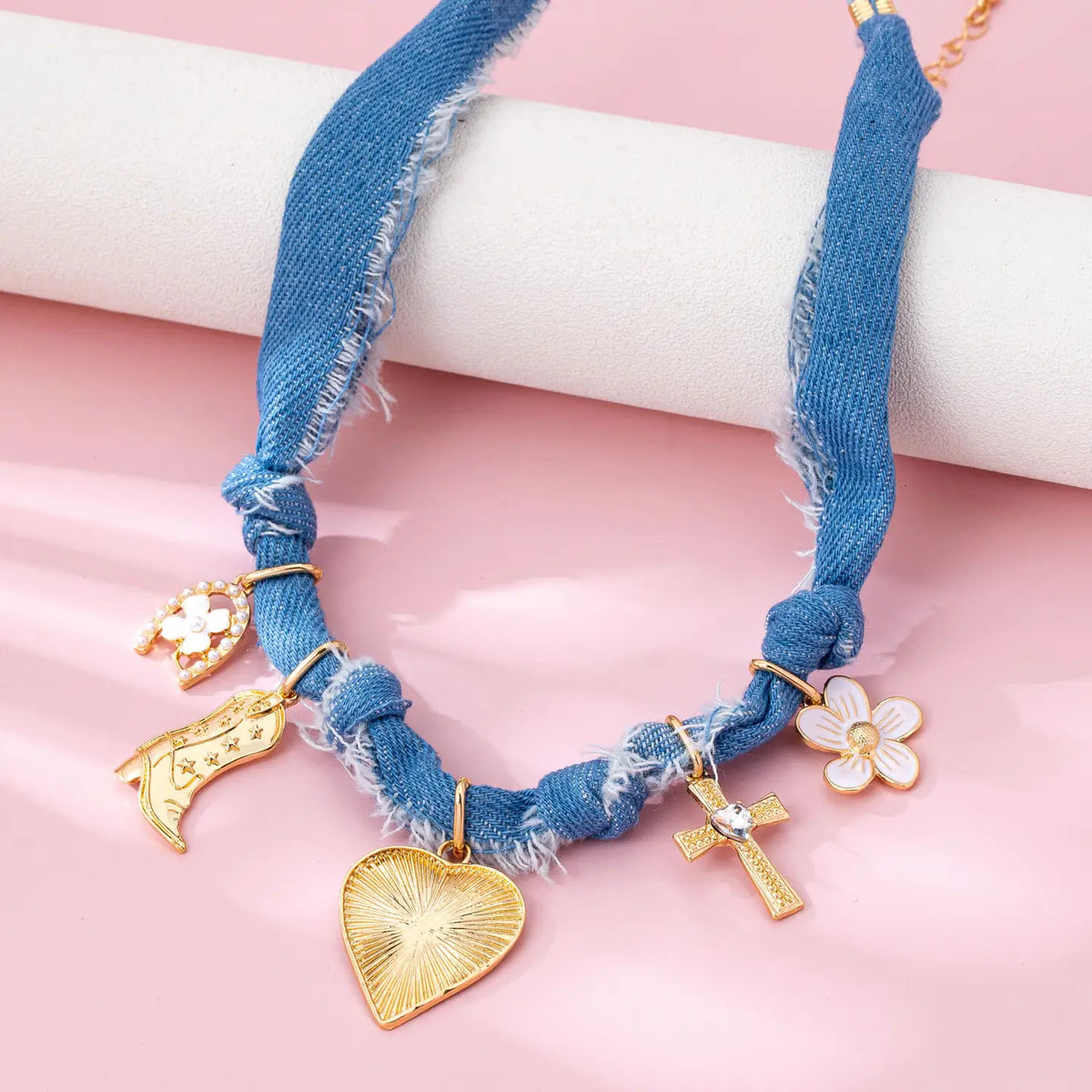 Western Denim Charm Necklace
