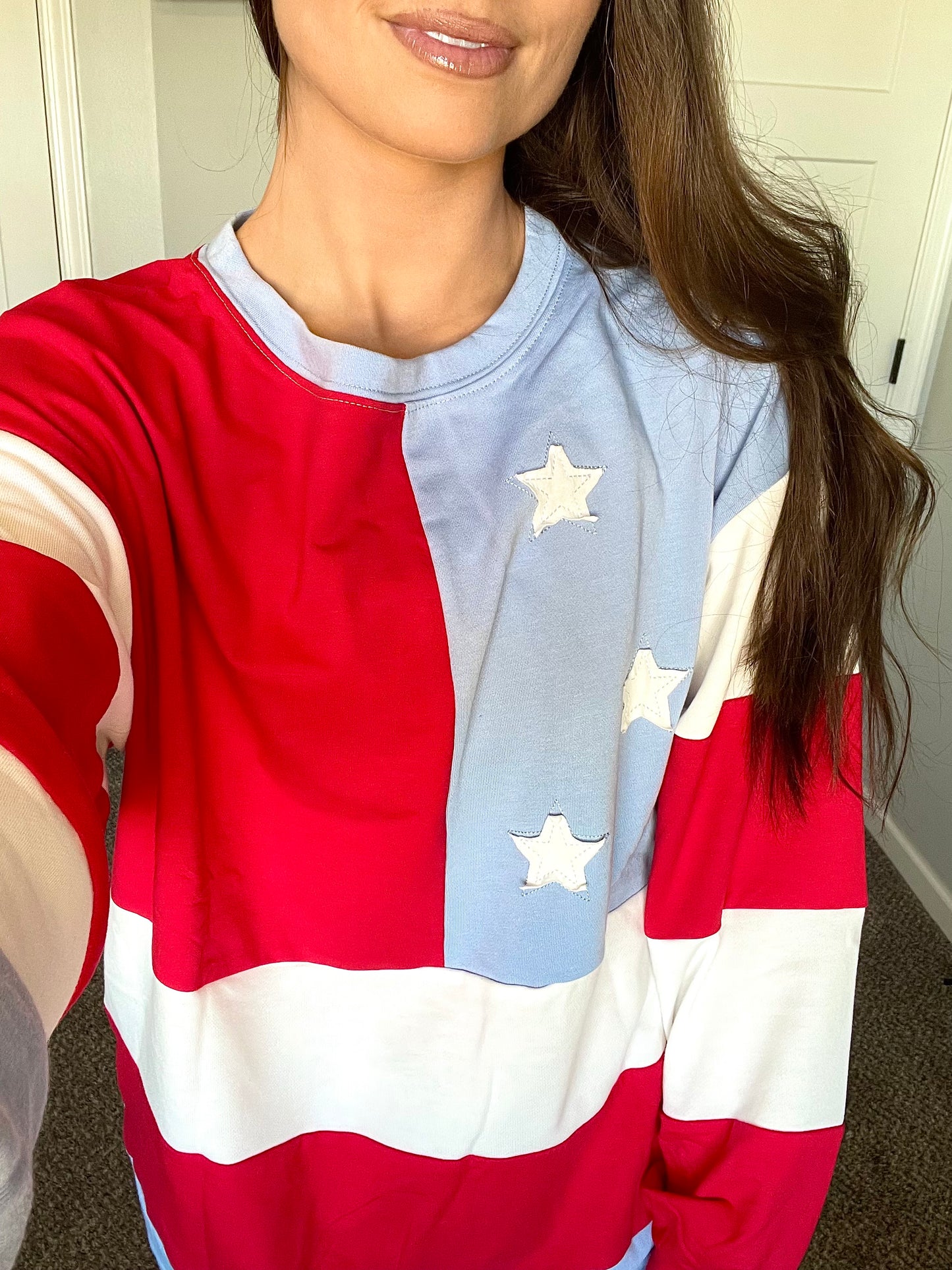 American Flag Vintage Oversized Pullover