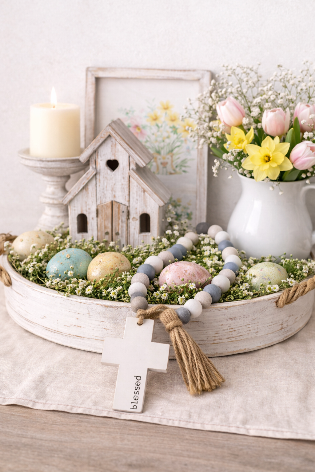 BLESSED Beaded Cross Hanger Garland