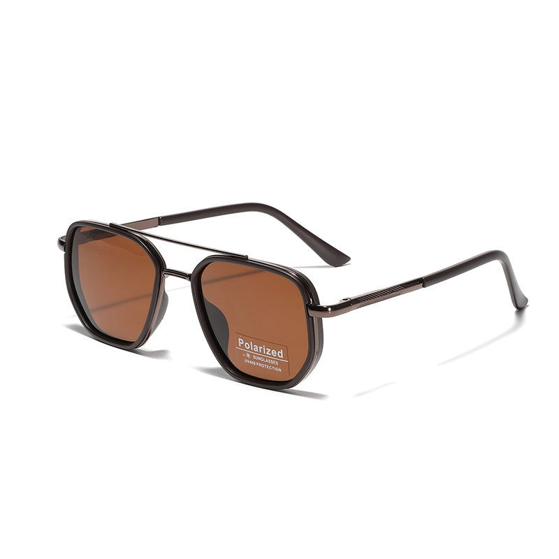 Frosted Brown Polarized Square Sunglasses