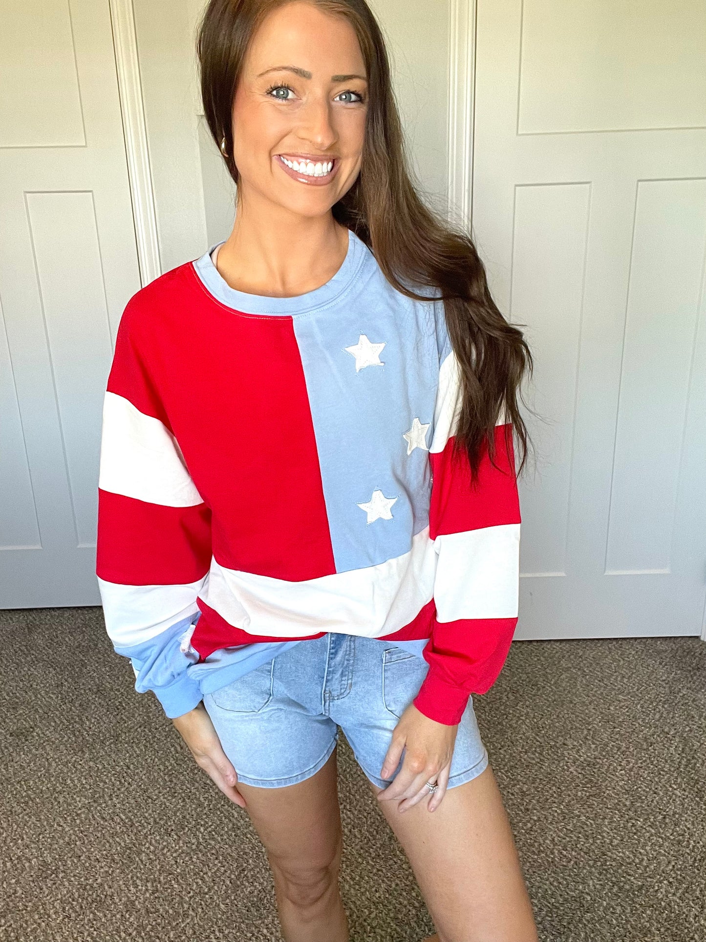 American Flag Vintage Oversized Pullover