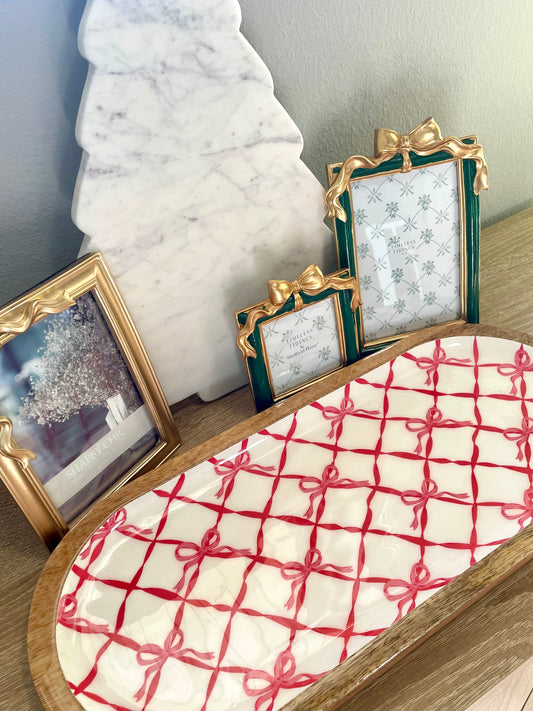 Red & White Bow Serving Tray