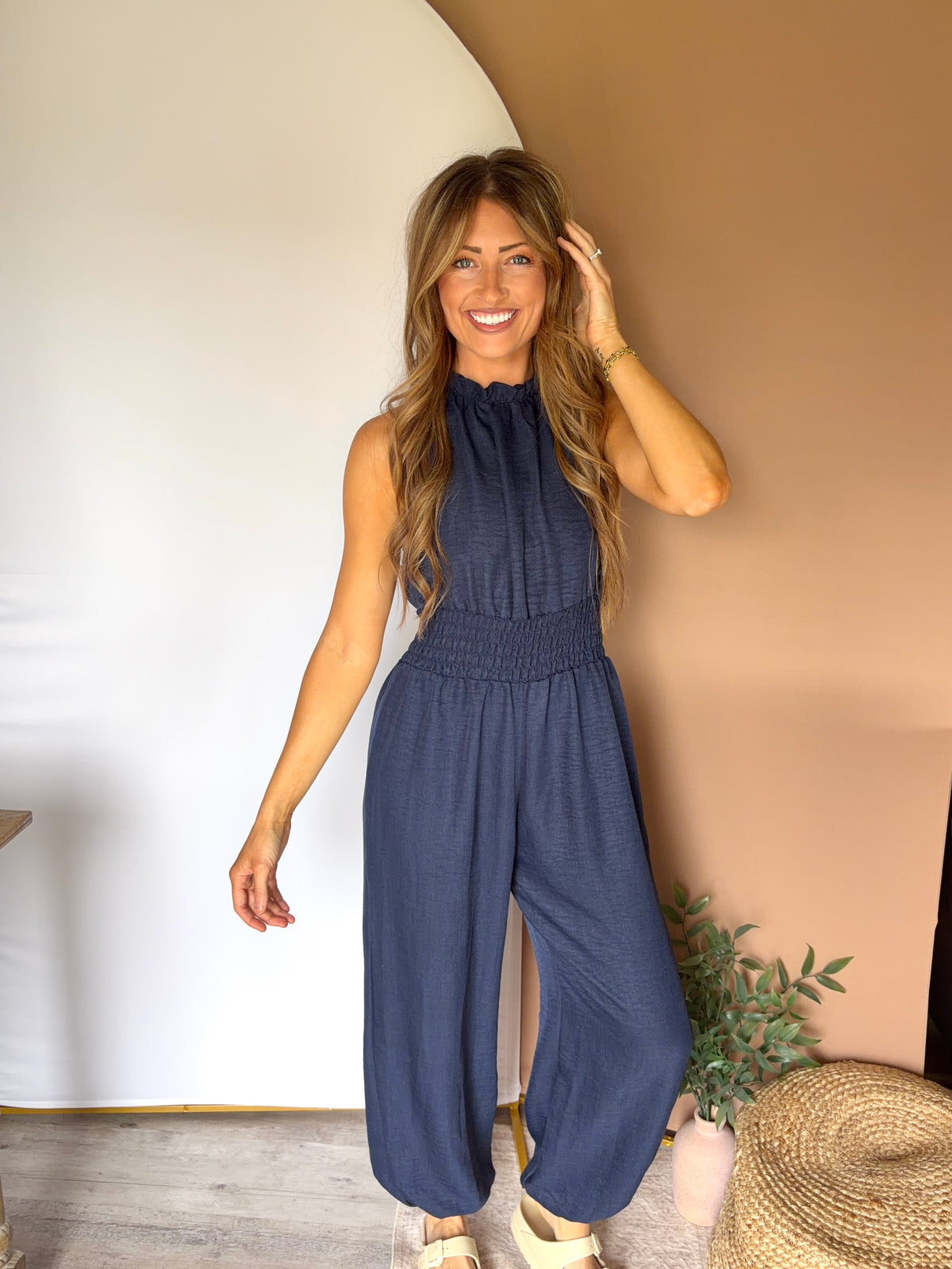 Haltered Pleated Jumpsuit