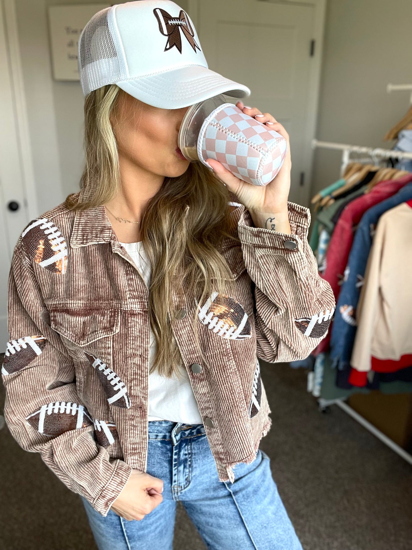 Checkered Coffee Koozie