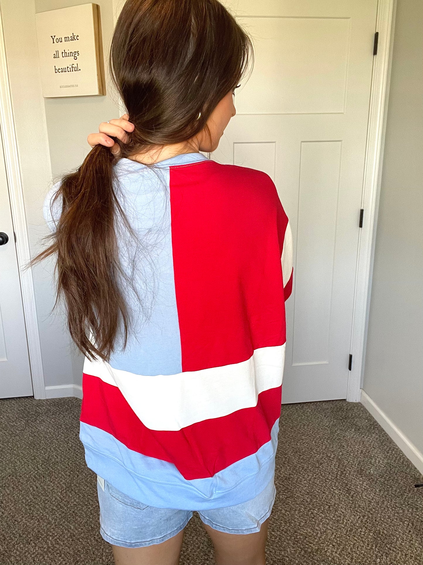 American Flag Vintage Oversized Pullover