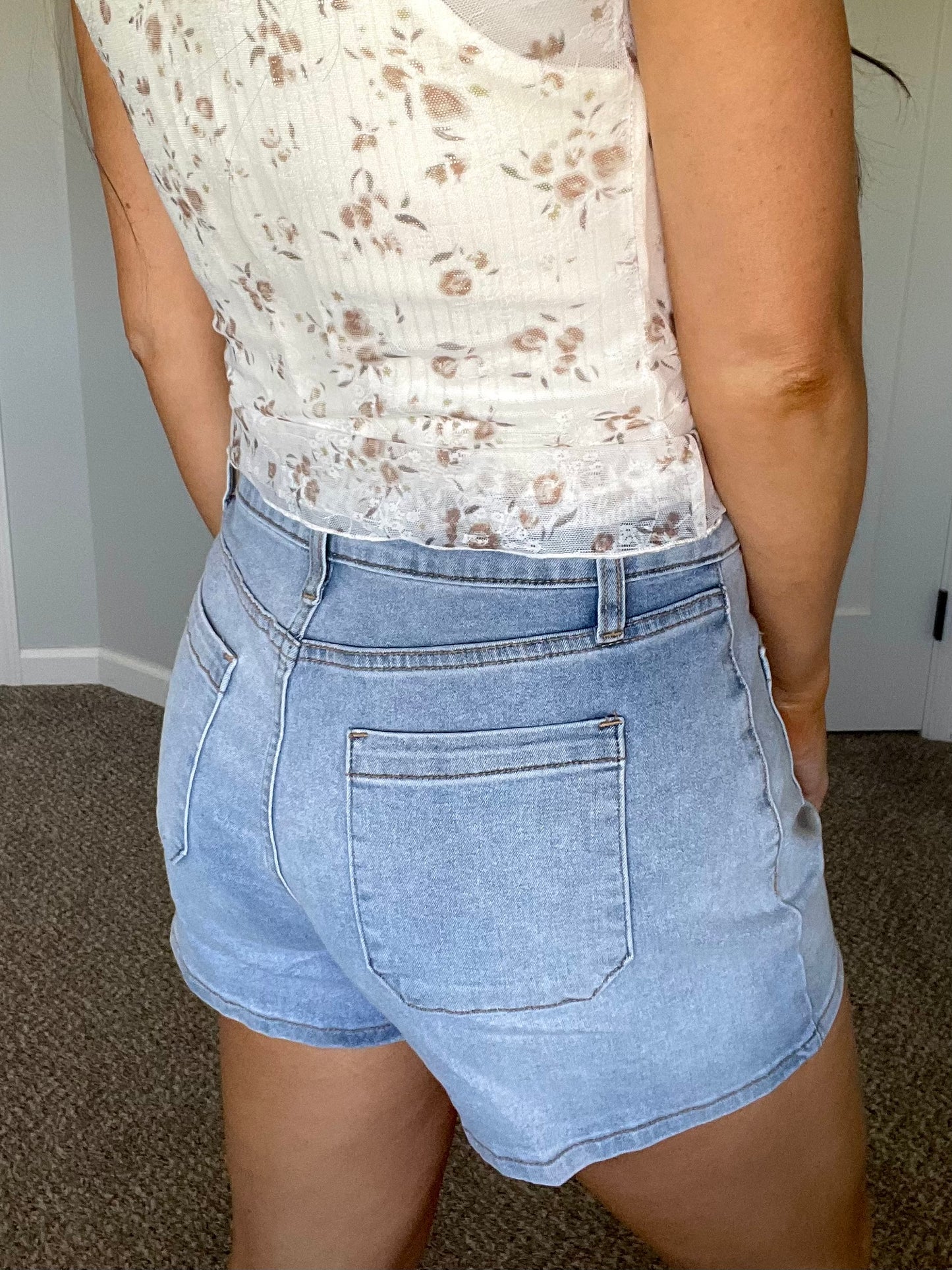 High Rise Denim Shorts