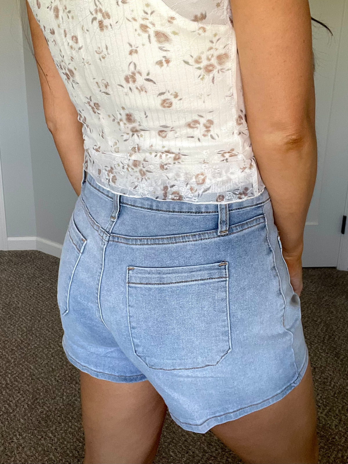 High Rise Denim Shorts