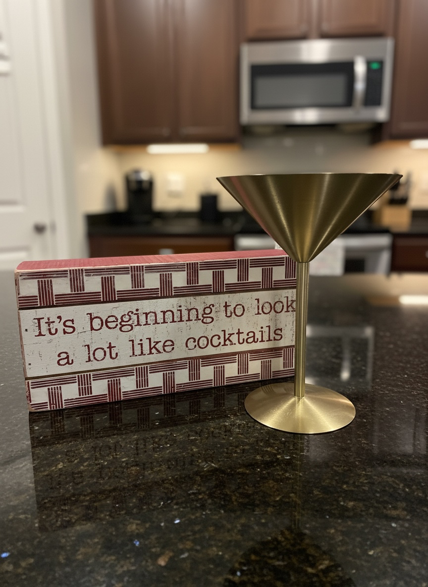 Single Gold Stainless Steel Cocktail/ Martini Glass