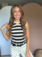 Black & White Striped Knit Tank