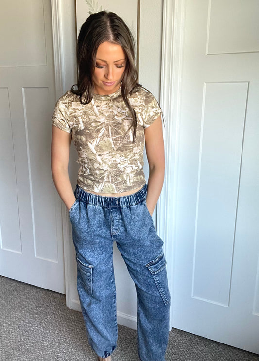 Drawstring Cargo Jogger Jeans