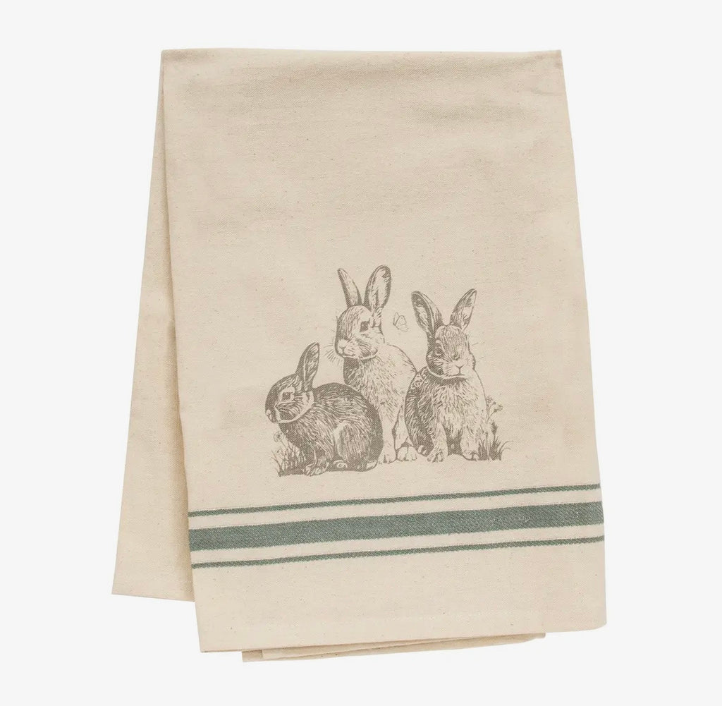 Bunny Striped Dish Towel