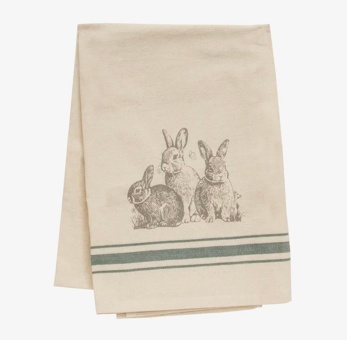 Bunny Striped Dish Towel