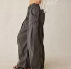Drawstring Elastic Waistband Wide Leg Pants