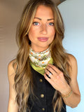 Silky Flower Green Bandana Scarf