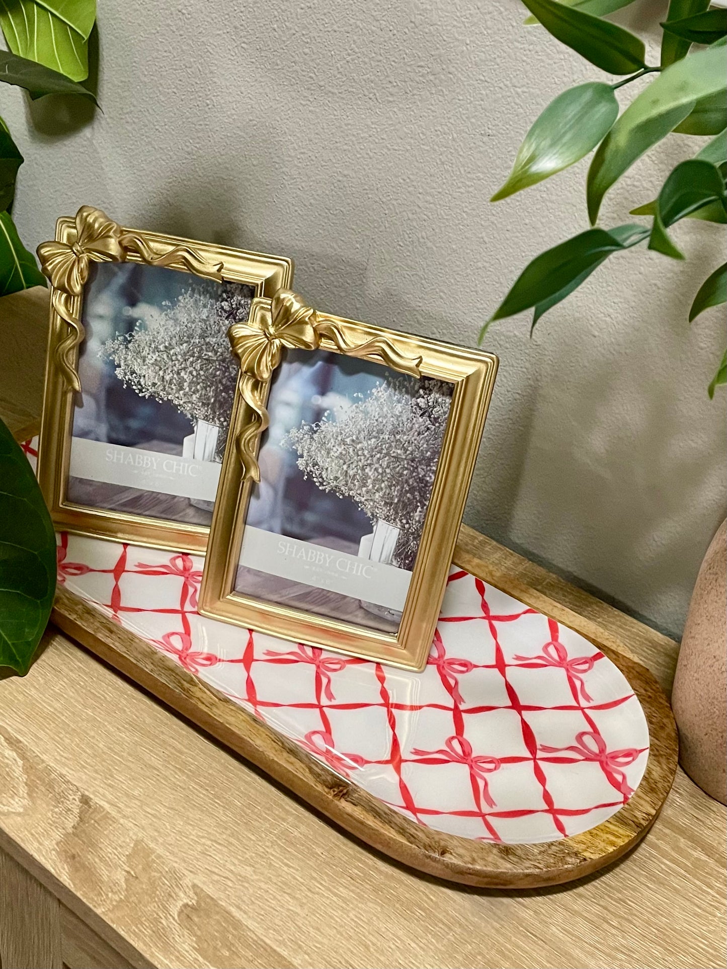 Red & White Bow Serving Tray