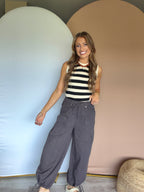 Drawstring Elastic Waistband Wide Leg Pants