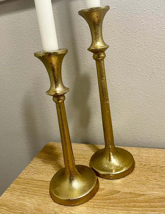 Two-Piece Gold Candle Holder Set