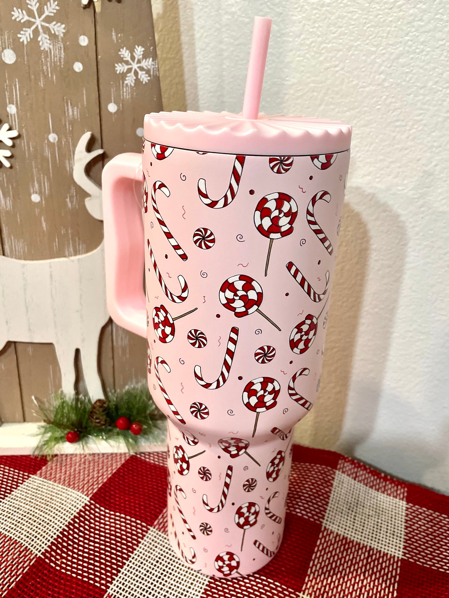 Candy Cane 40oz Stainless Steel Christmas Tumbler