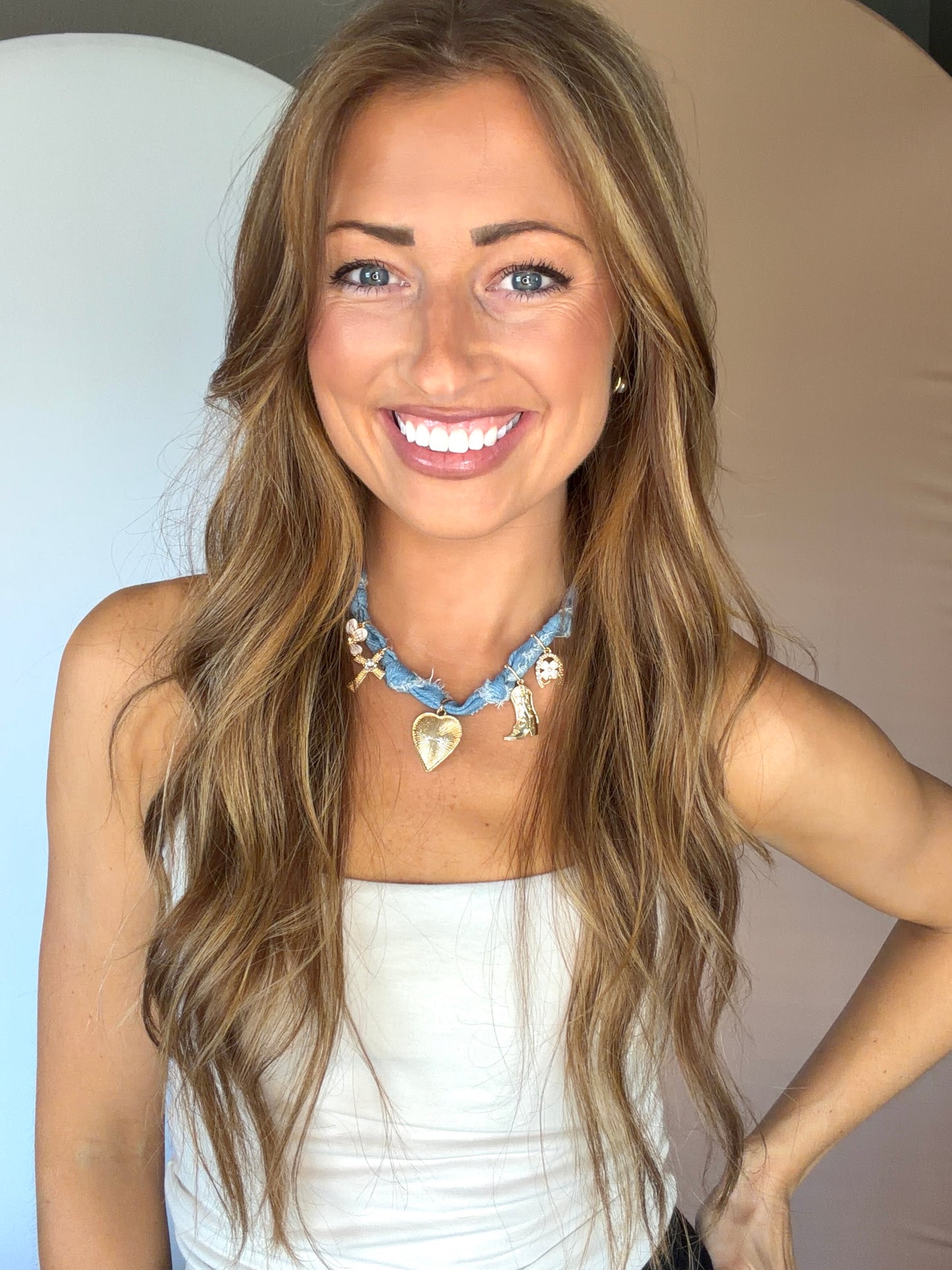Western Denim Charm Necklace