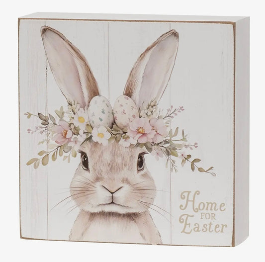 Home For Easter Bunny Wood Block Sign