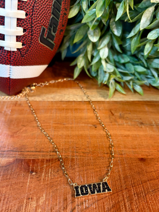 IOWA Hawkeyes Outline Necklace