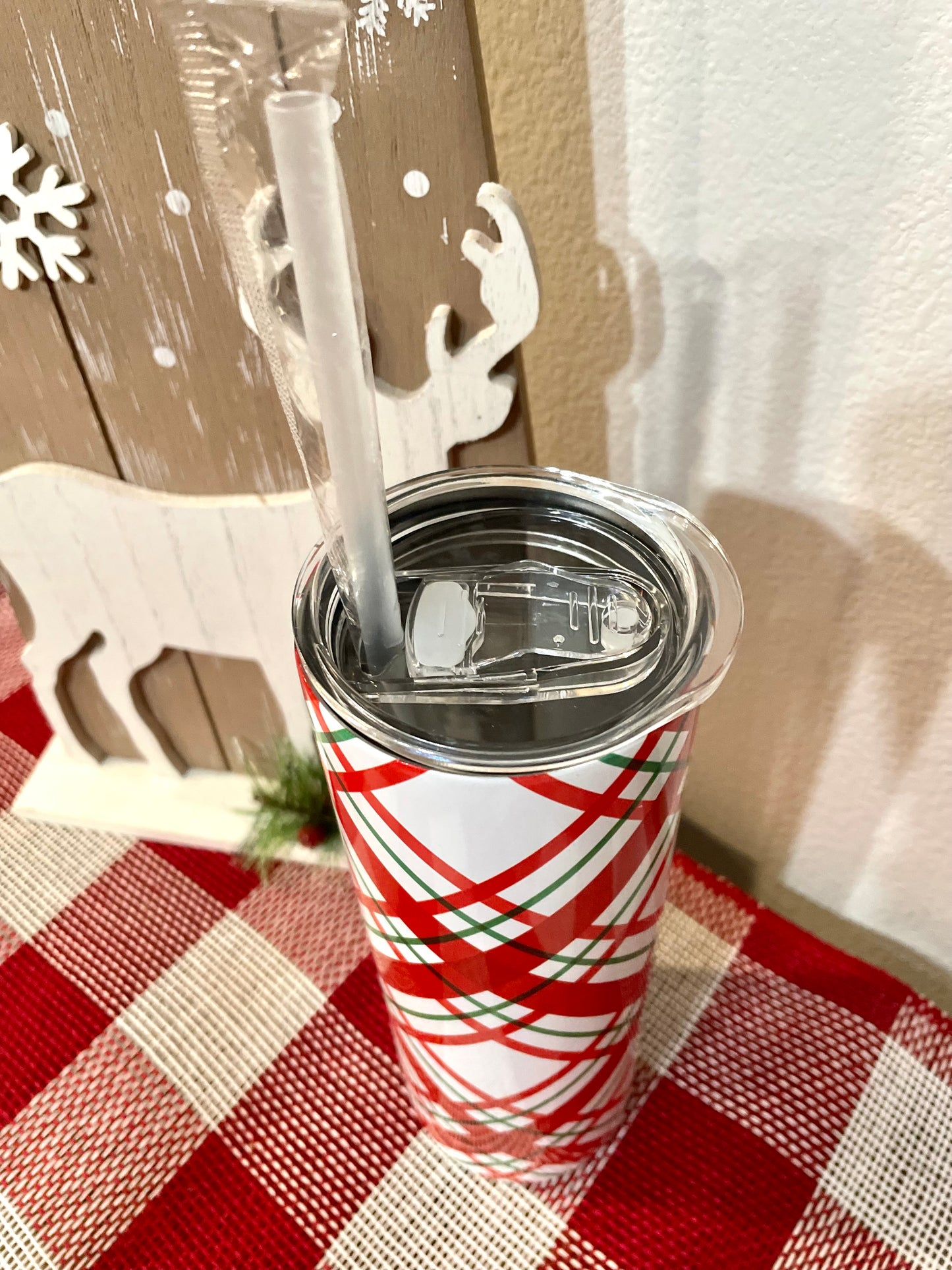 Red Christmas 20oz Plaid Tumbler