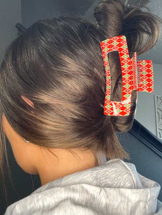 Red & Green Christmas Claw Clip