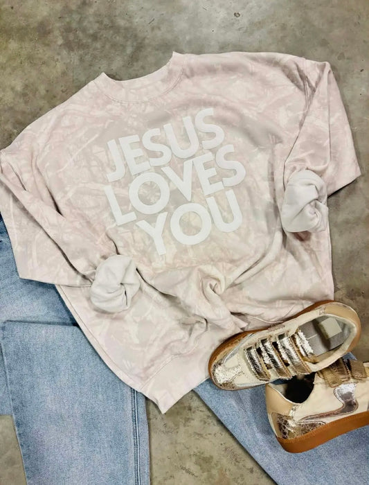 Jesus Loves You Camo Crewneck