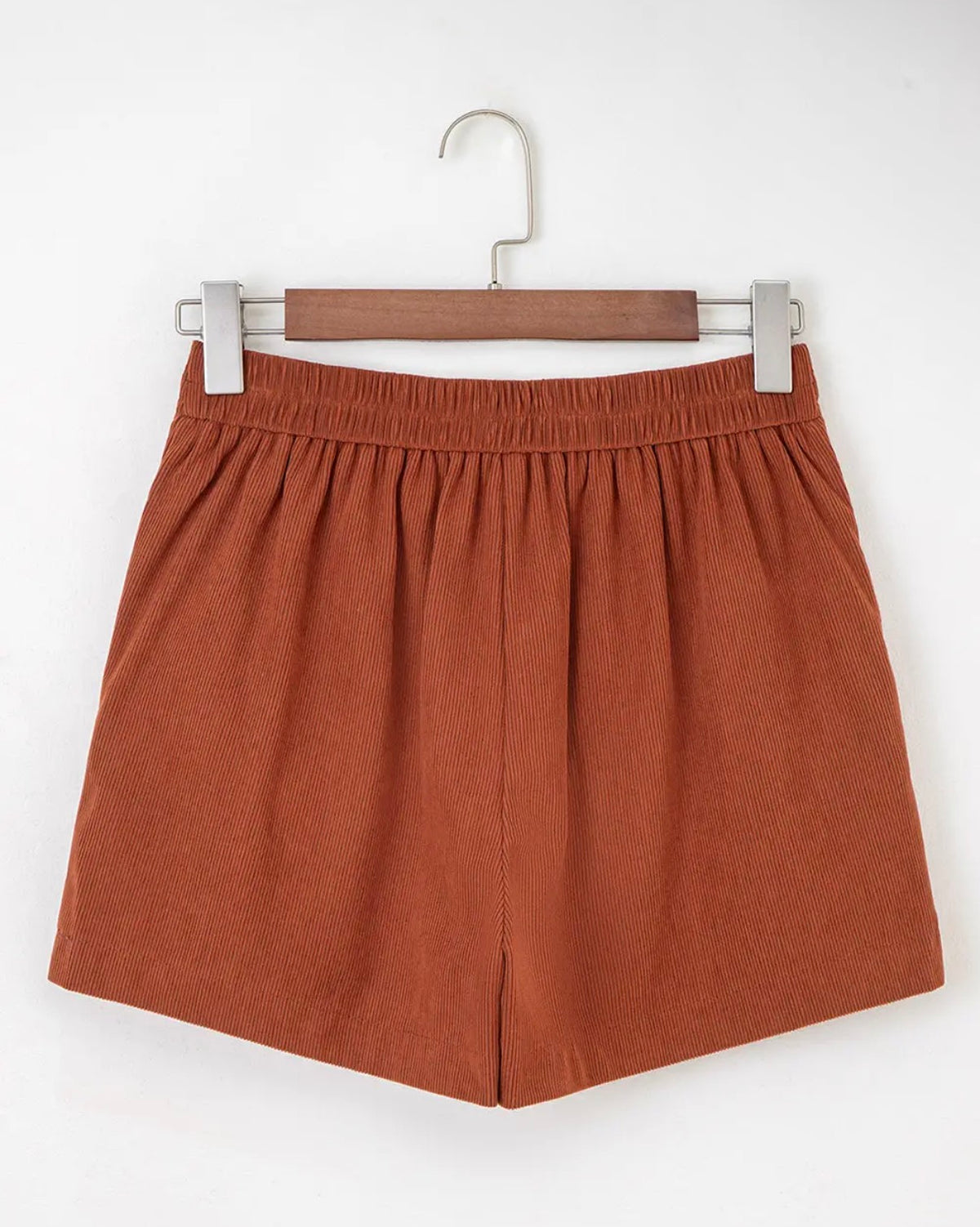 Clay Button Scalloped High Waisted Shorts