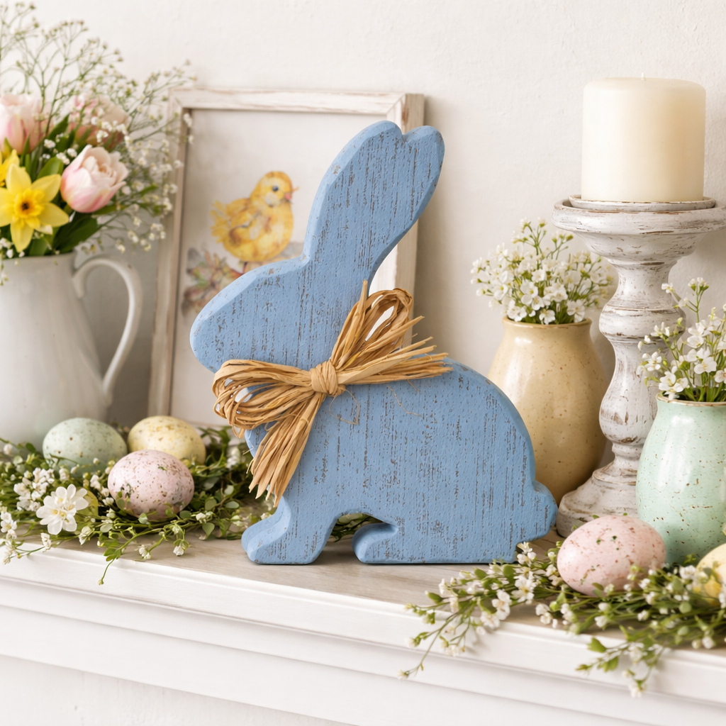 Distressed Blue Sitting Chunky Bunny