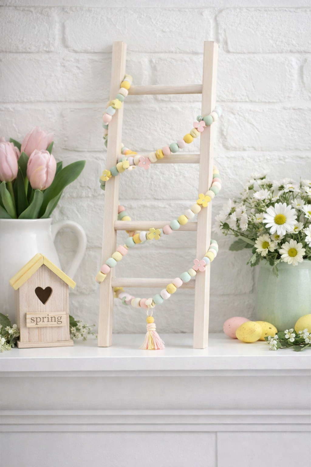 White Finish Wooden Decor Ladder