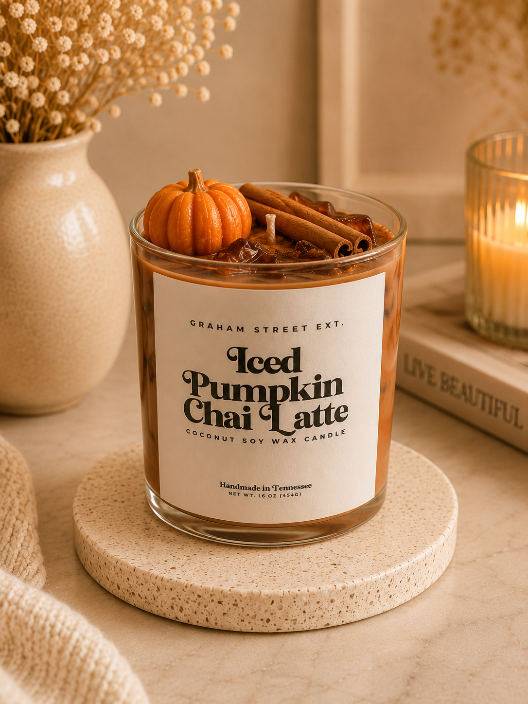 Iced Pumpkin Chai Latte 16oz Soy Wax Candle