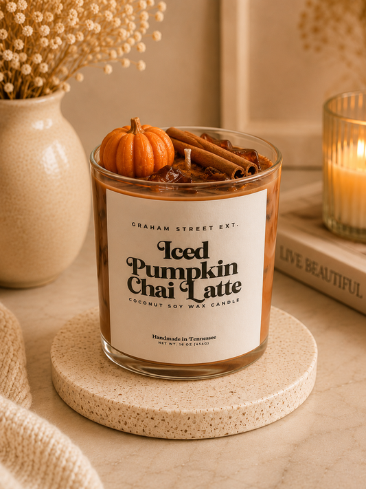 Iced Pumpkin Chai Latte 16oz Soy Wax Candle