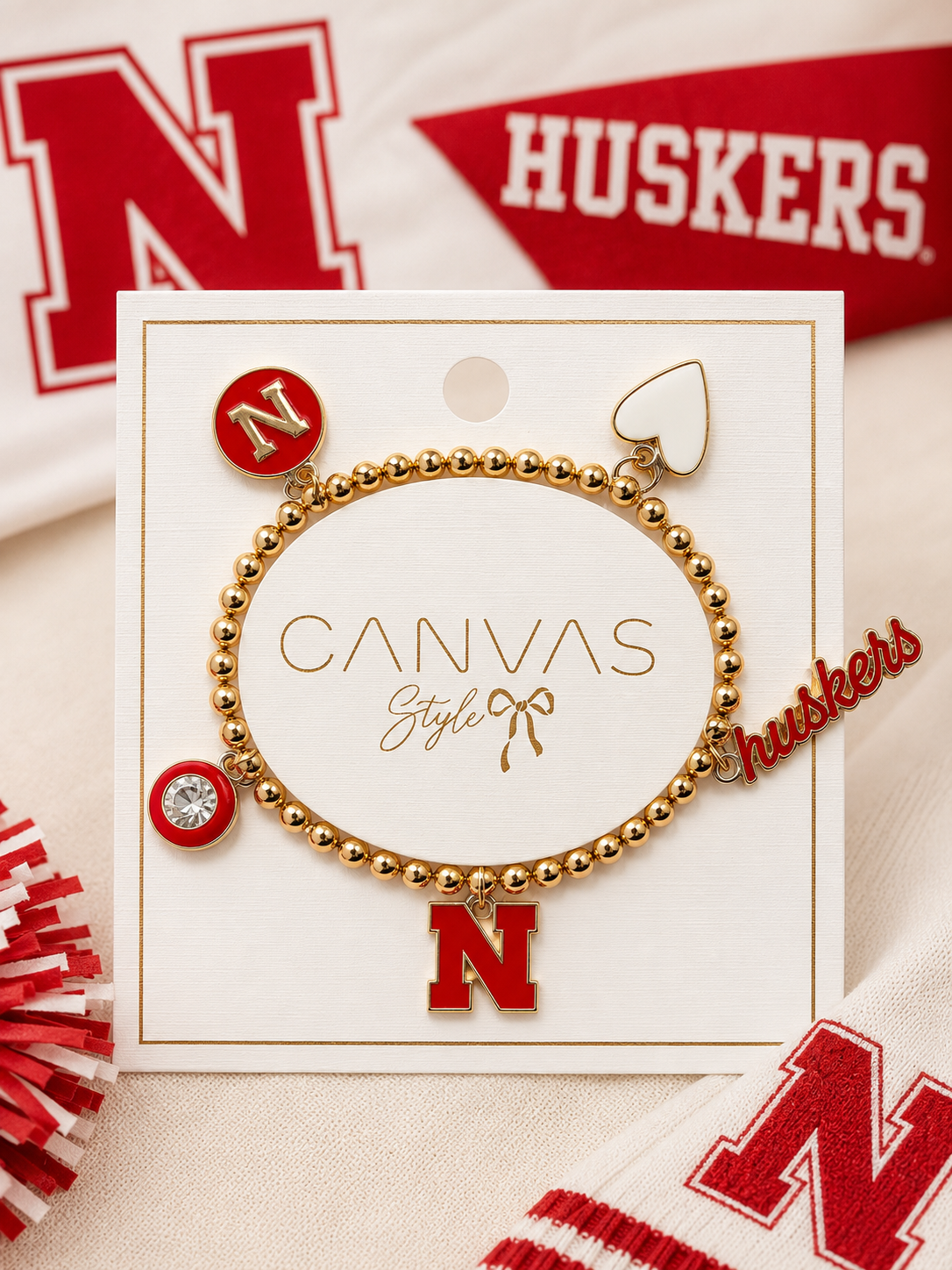 NEBRASKA HUSKERS Gold Stretch Bracelet